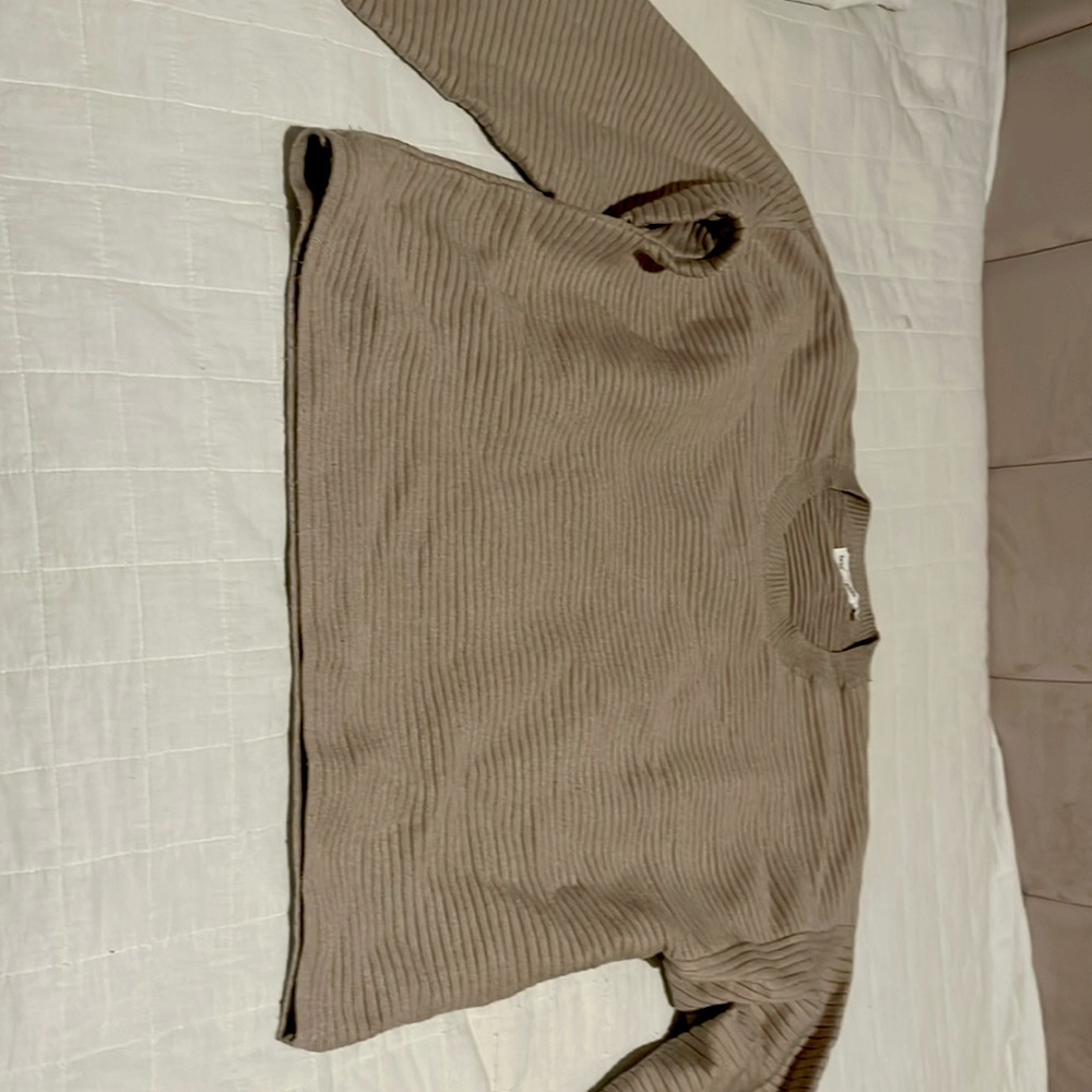 Good American, beige ribbed sweater, size 1